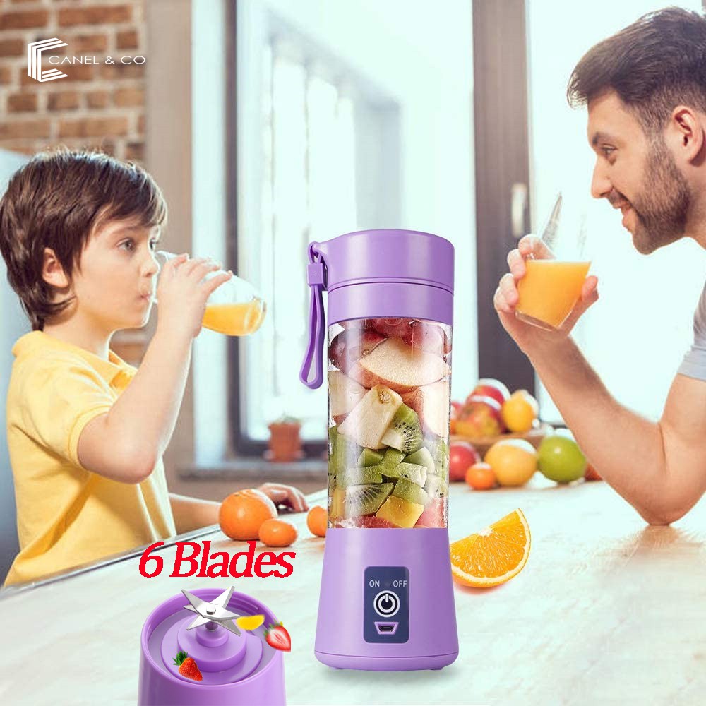 USB Portable Electric Fruit Juicer Cup Bottle Mixer Rechargeable Juice Blender 6 blades Grinder Blender Hand Fruit