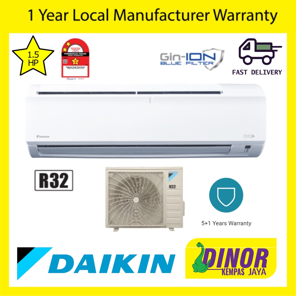 Daikin 1.0HP / 1.5HP R32 Non-Inverter Wall Split FTV-P SERIES FTV28PB ...