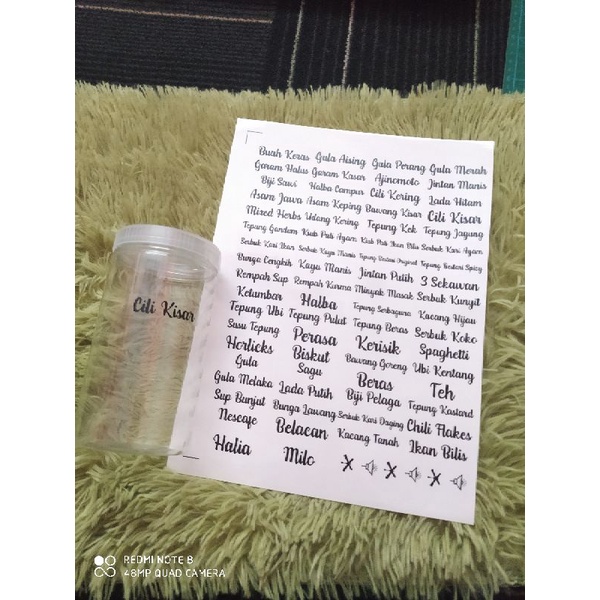  FREE Sticker Lampu Kipas 70pcs Sticker Label Dapur , Stiker Rempah Ratus Kalis Air