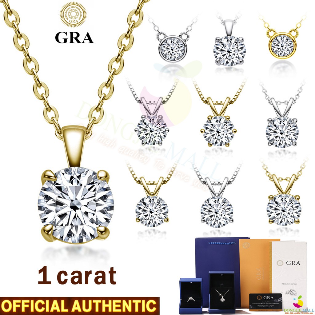 Official authentic Her Jewellery USA GRA Diamond Necklace Sterling Silver Necklace Gemstone Fine Jewelry 1 carat 925 silver plated white gold round cake pendant Real Moissanite Necklace women's Necklace Pendant diamond necklace 莫桑石项链时尚气质女款项链吊坠钻石项链