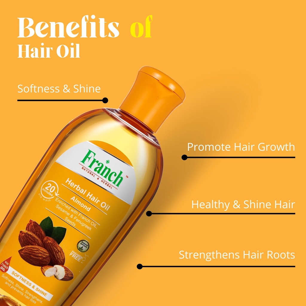 Franch Almond Herbal Pre-Wash Hair Oil (Softness and Shine) 100ml | Shopee  Malaysia