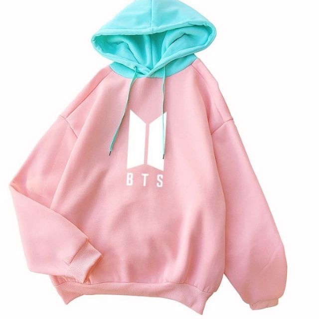 Kpop Bts Pastel Pink And Blue Logo Hoodie Shopee Malaysia