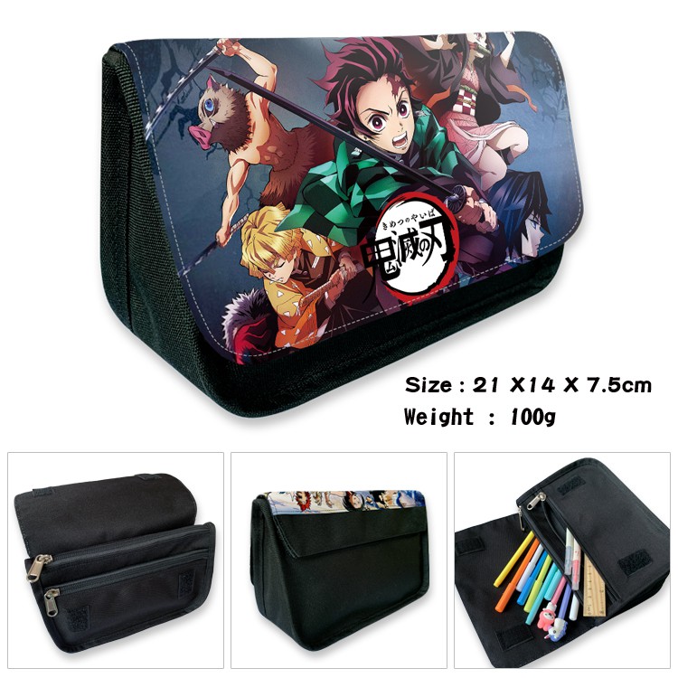 Demon Slayer Kimetsu No Yaiba Cartoon Color Pattern Flip Zip Canvas Student Pencil Case Gifts Shopee Malaysia - details about roblox pencil case multi function canvas make up bag zipper storage bags gift