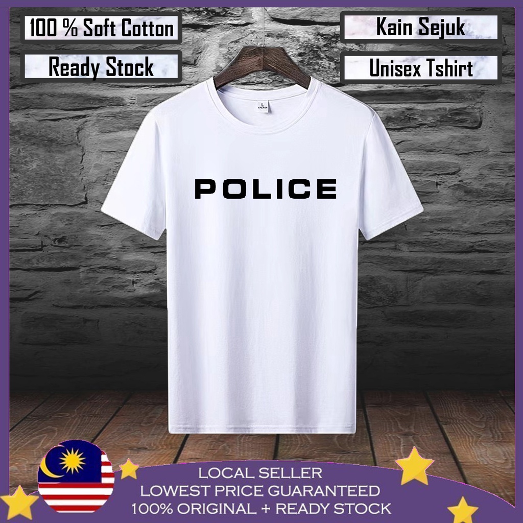 [70% Mega Sales !] POLICE FASHION T-SHIRT BAJU LELAKI MENS CLOTHING / UNISEX 100%COTTON T SHIRT