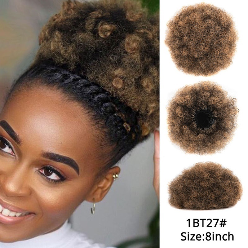 Short High Puff Afro Curly Wig Ponytail Hair Extensions Drawstring Afro  Kinky Pony Tail Clip in on Synthetic Curly Hair Bun Made of Kanekalon |  Shopee Malaysia