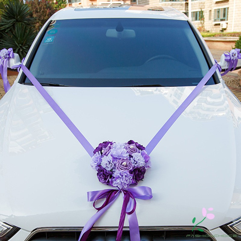 Wedding Car Decoration Artificial Flowers Ribbon Bowknot Wedding