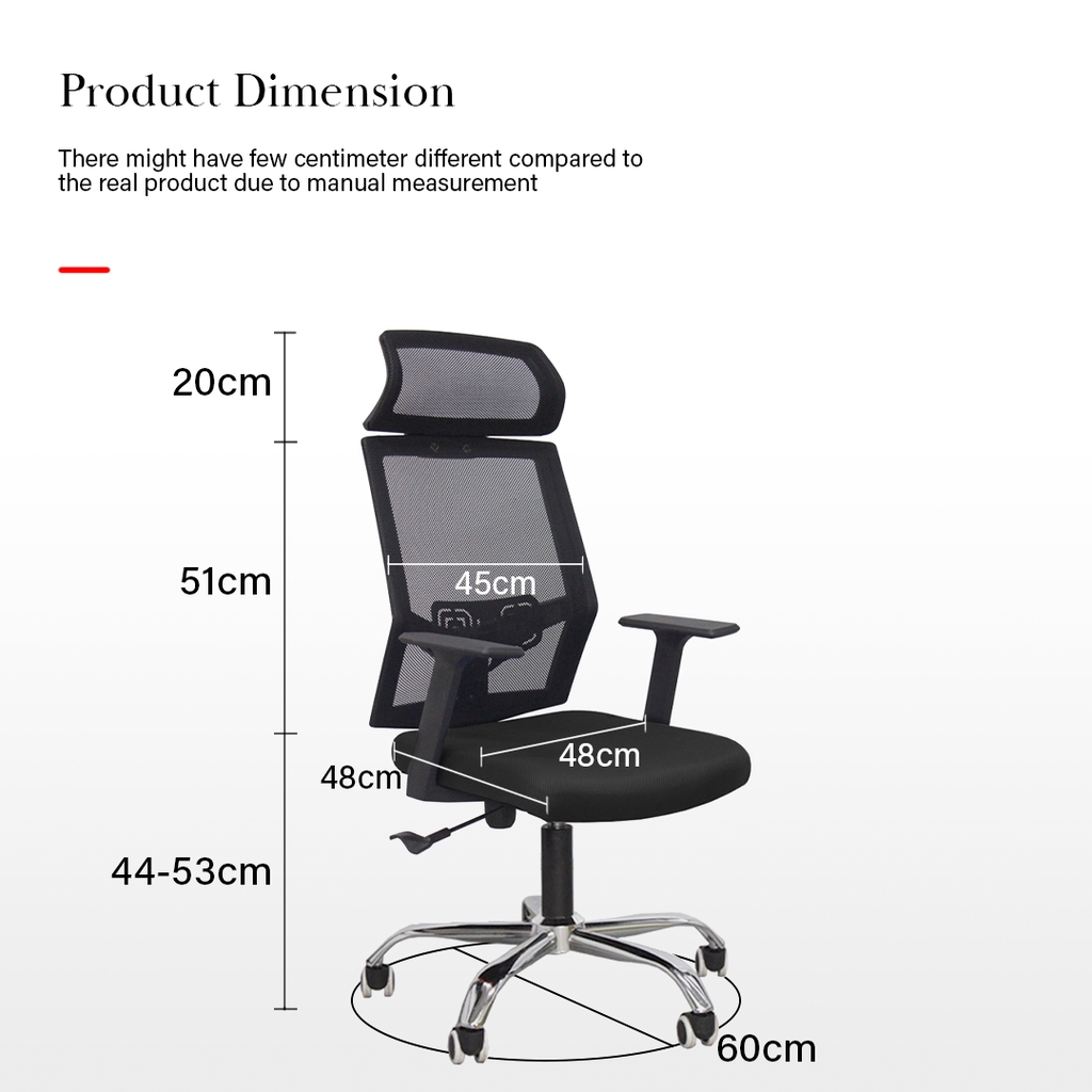 FINSSO: WHYTE Med Back Mesh Swivel Office Chair With Large Headrest Kerusi Pejabat / 办公椅