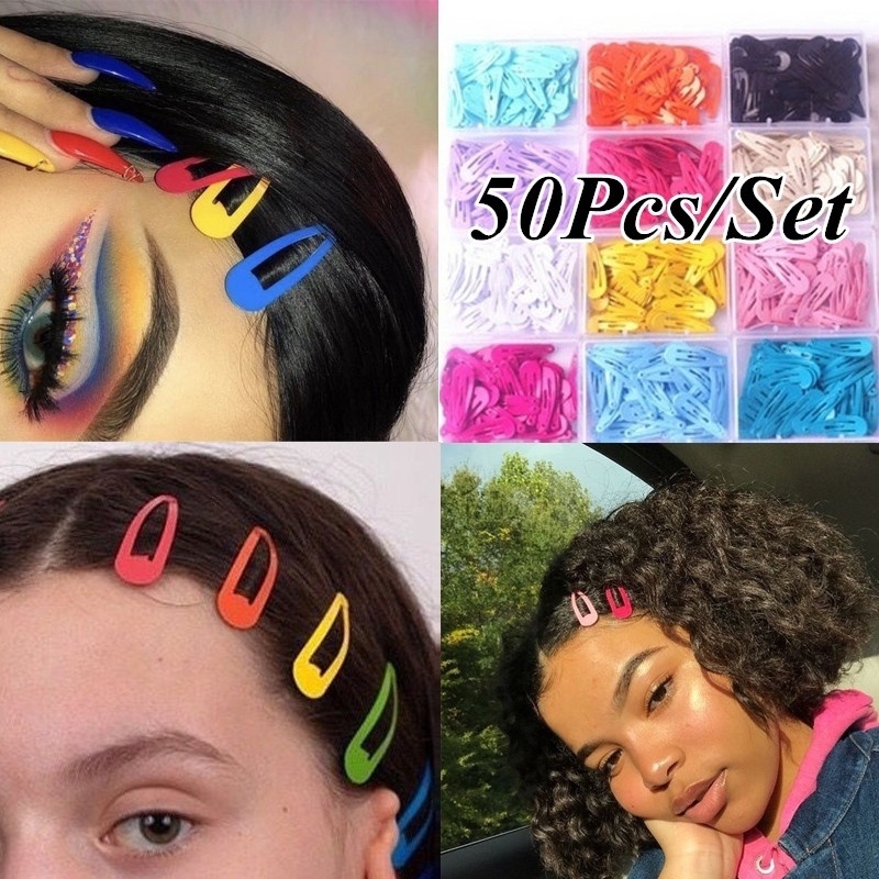 50 Pcs Set Cute Colorful Snap Clips Girls Cute Hair Barrettes Hair