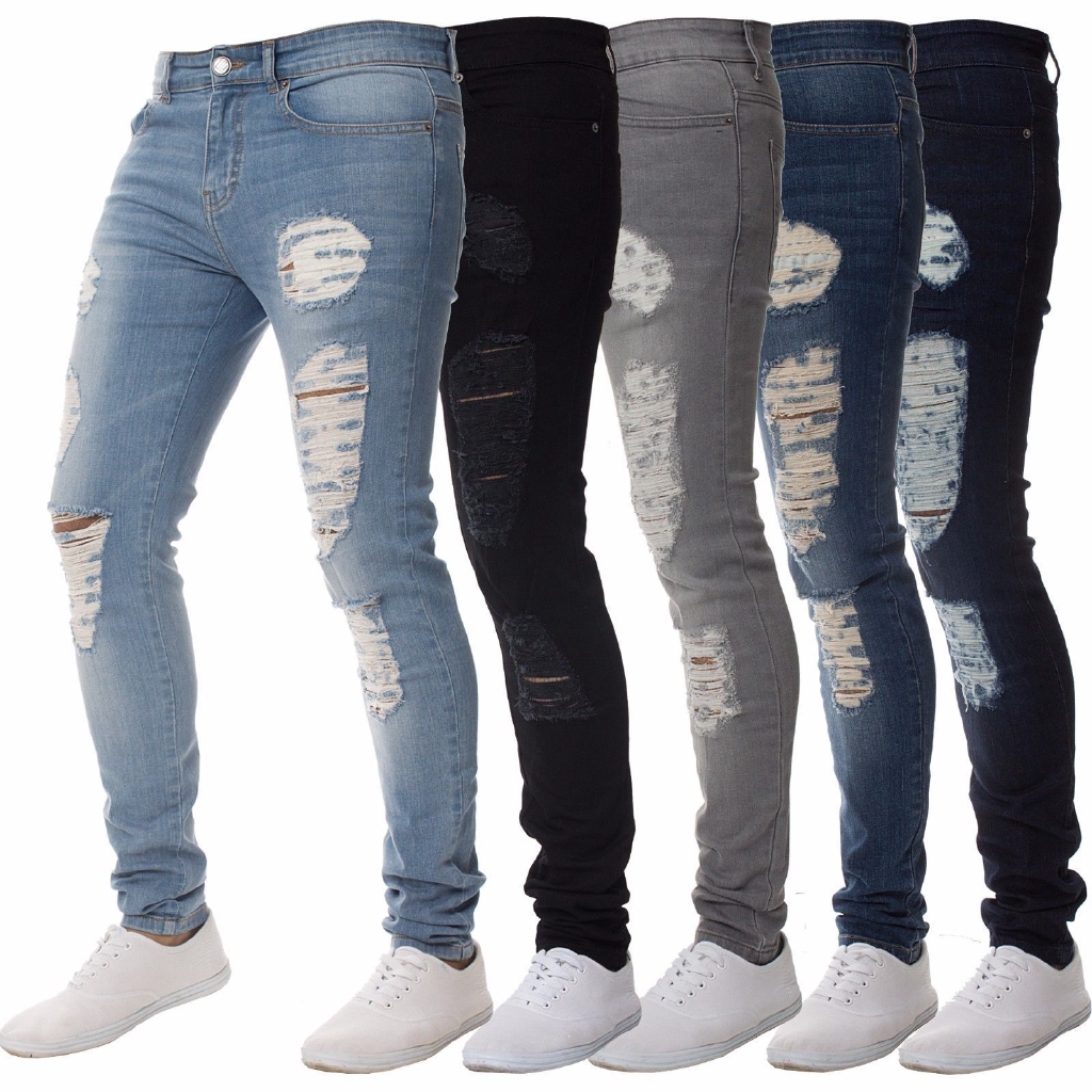 slim straight ripped jeans mens