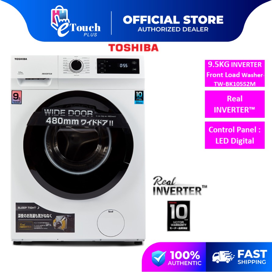 Toshiba 9.5Kg Front Load Real Inverter Washing Machine TWBK105S2M / TW