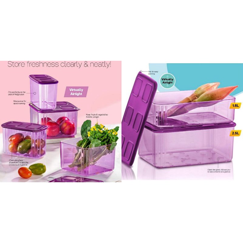 ReadyStock Tupperware Fresh n' Clear Tall Set 4pcs or PWP 1.6L+2.5L