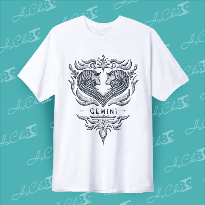 Gemini T-shirt (Gemini) - Zodiac sign - Model 2 - Thick and Smooth Fabric - High Quality Neck Strap (with Real Picture)