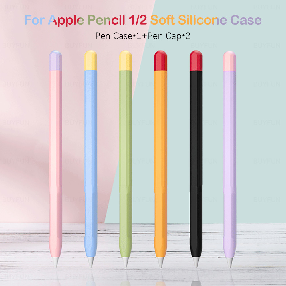 Cute Two Color Candy Color Silicone Pencil Case For Apple Pencil 2 1 Cases On Ipad Tablet Touch Pen Stylus Cartoon Protective Sleeve Cover Shopee Malaysia