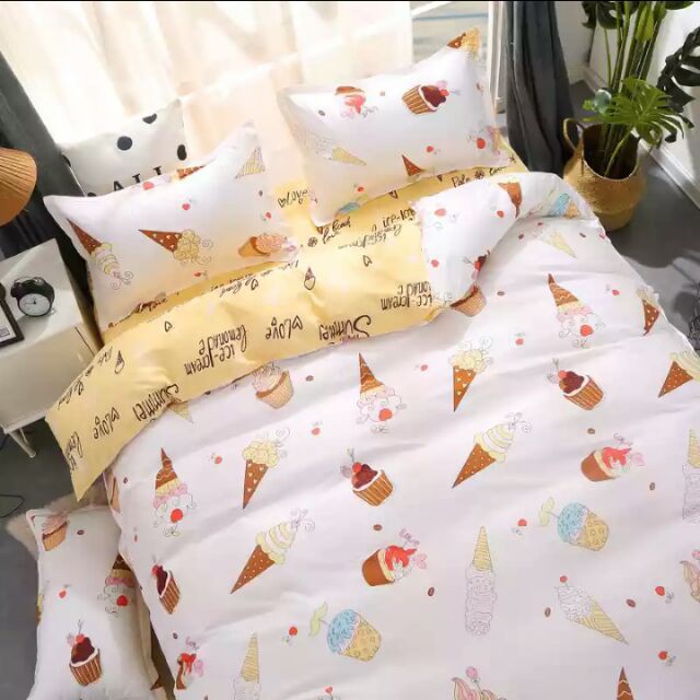 Ice Cream Cupcake Bedsheet Set Cadar Single Queen King 4in1 With