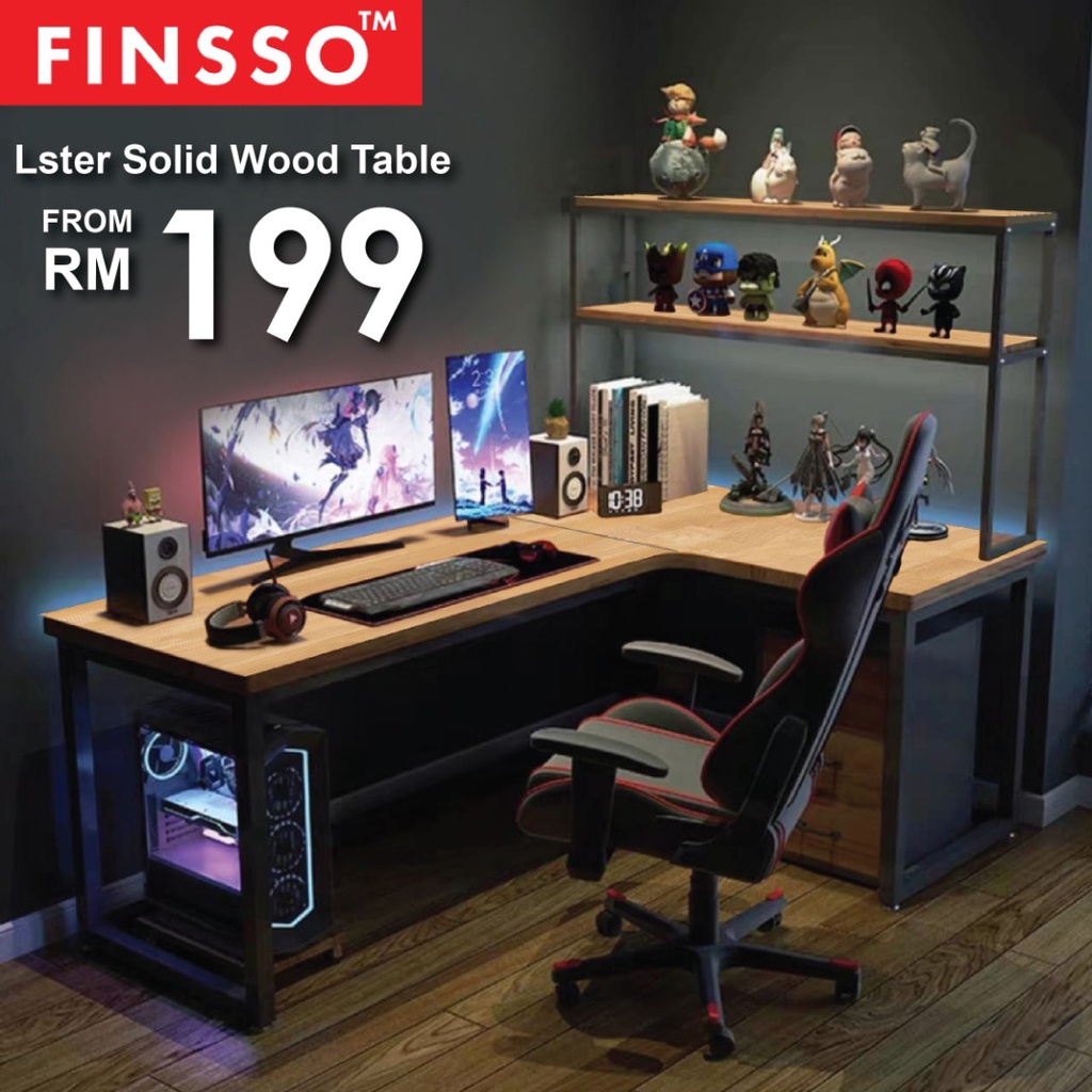 FINSSO: [GAMING SERIES] GT004 L Shape Gaming Table / Study Table / Working Desk / Computer Desk