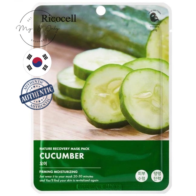 [READY STOCK MALAYSIA] RICOCELL MASK SHEET CUCUMBER FACIAL MASK PACK