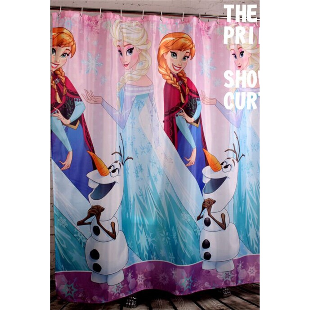 Cartoon Frozen Elsa Anna Fabric Shower Curtain 180 X 180 Cm