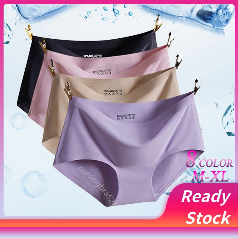 READY STOCK Ice Silk Panties girl's One Piece Ultra Thin sexy seamless
