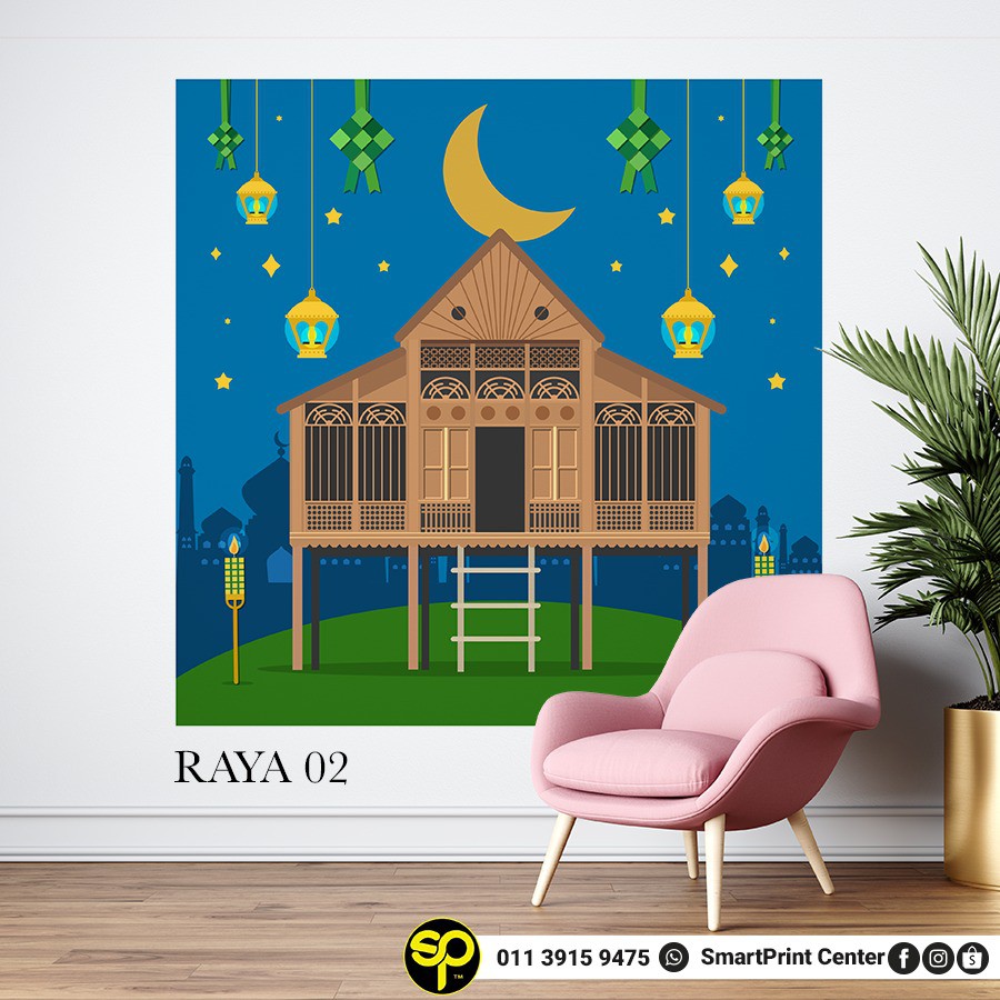 BACKDROP RUMAH KAMPUNG HARI RAYA (SAIZ BESAR)  Shopee Malaysia