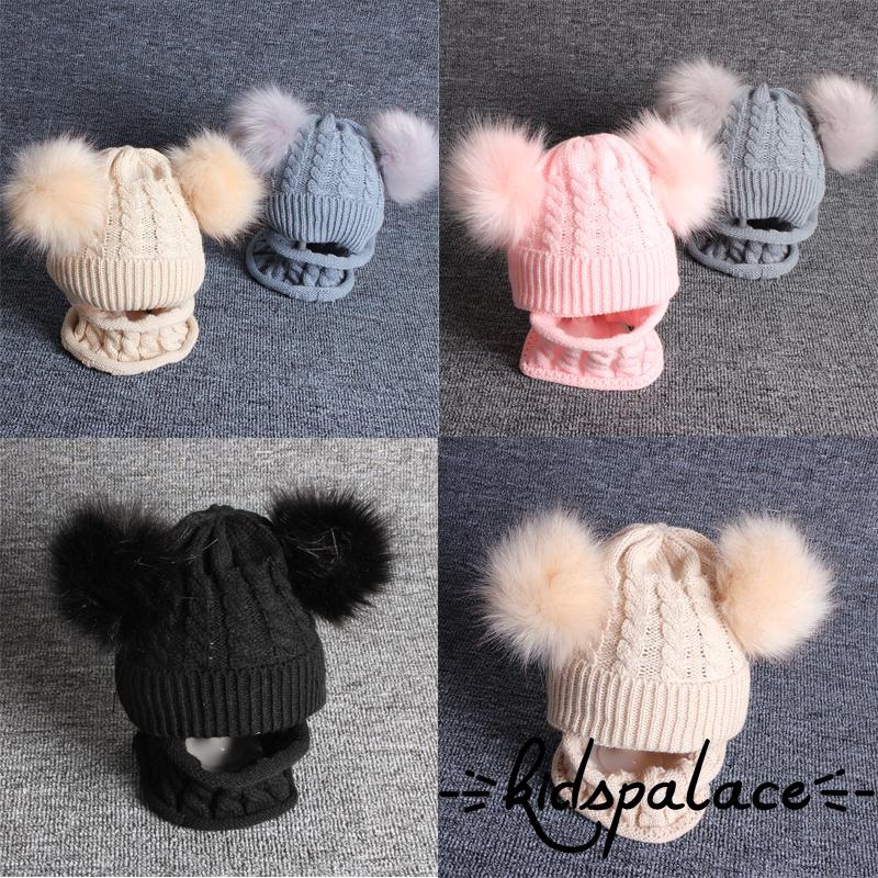 baby boy double pom pom hat