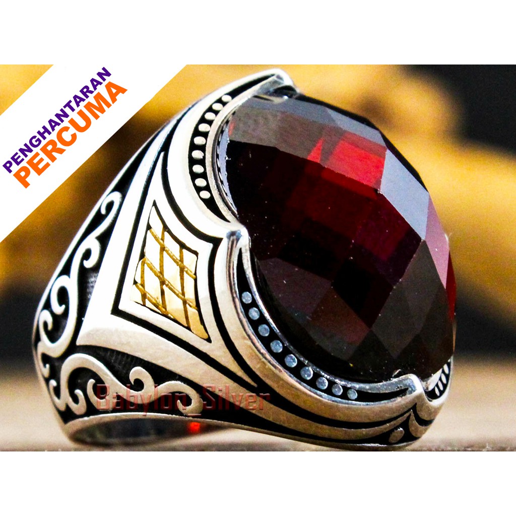 Ruby Men's Ring 925 Sterling Silver Turkish Handmade Jewelry All Size 