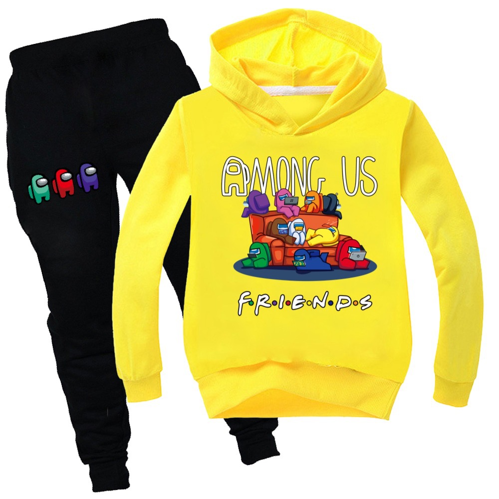 Among Us Cartoon baju Kids Clothes Boys Girls Autumn Hoodie Jacket + Casual Sports Pants 2-piece Set Tracksuit