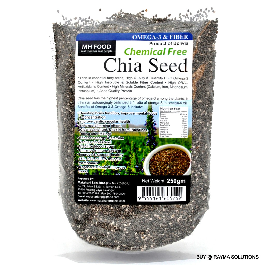 Mh Food Premium Chia Seed Chemical Free Pre Cleaned 250g Shopee Malaysia