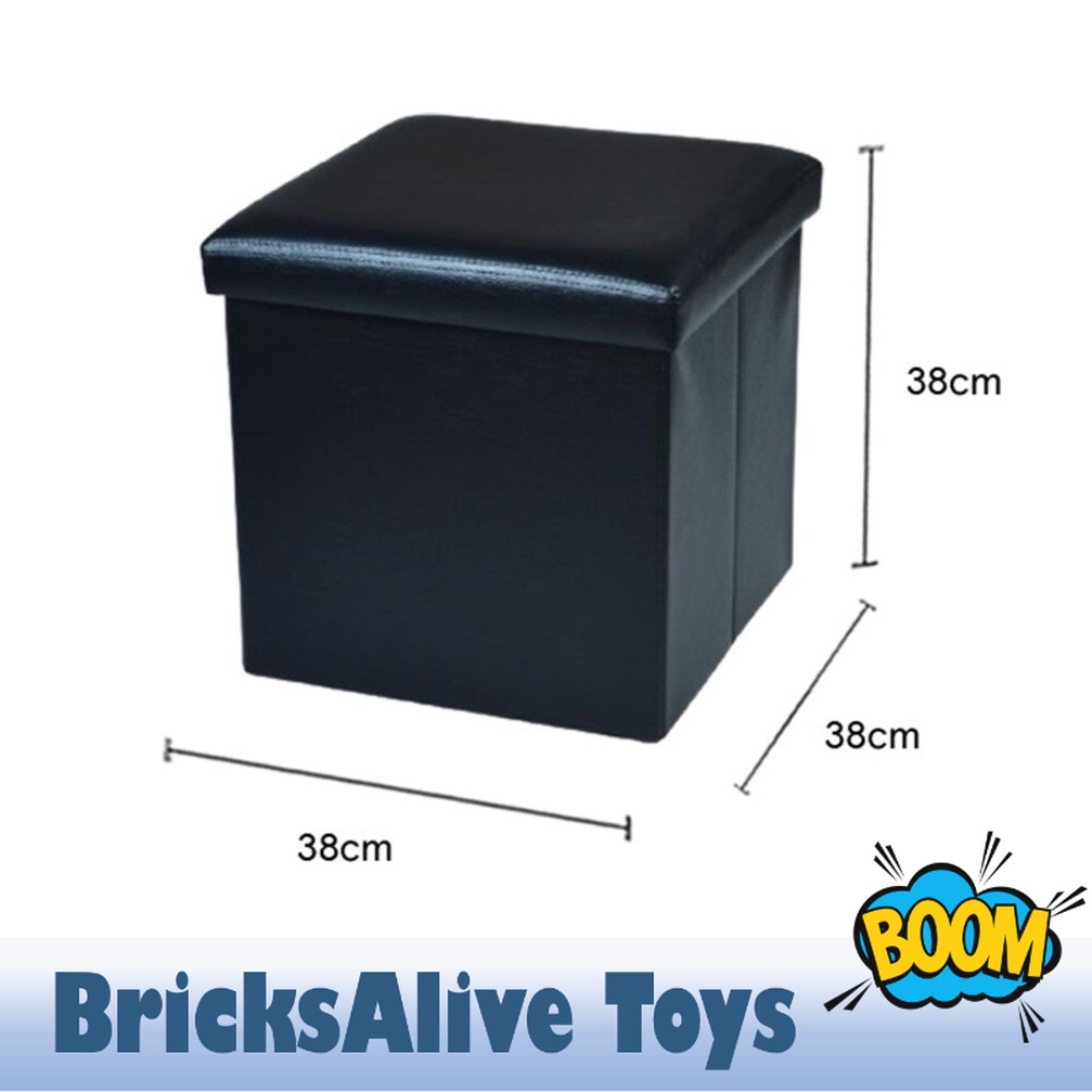 [BricksAlive] Foldable Toy Storage Ottoman Stool Square Box Chair 38cm