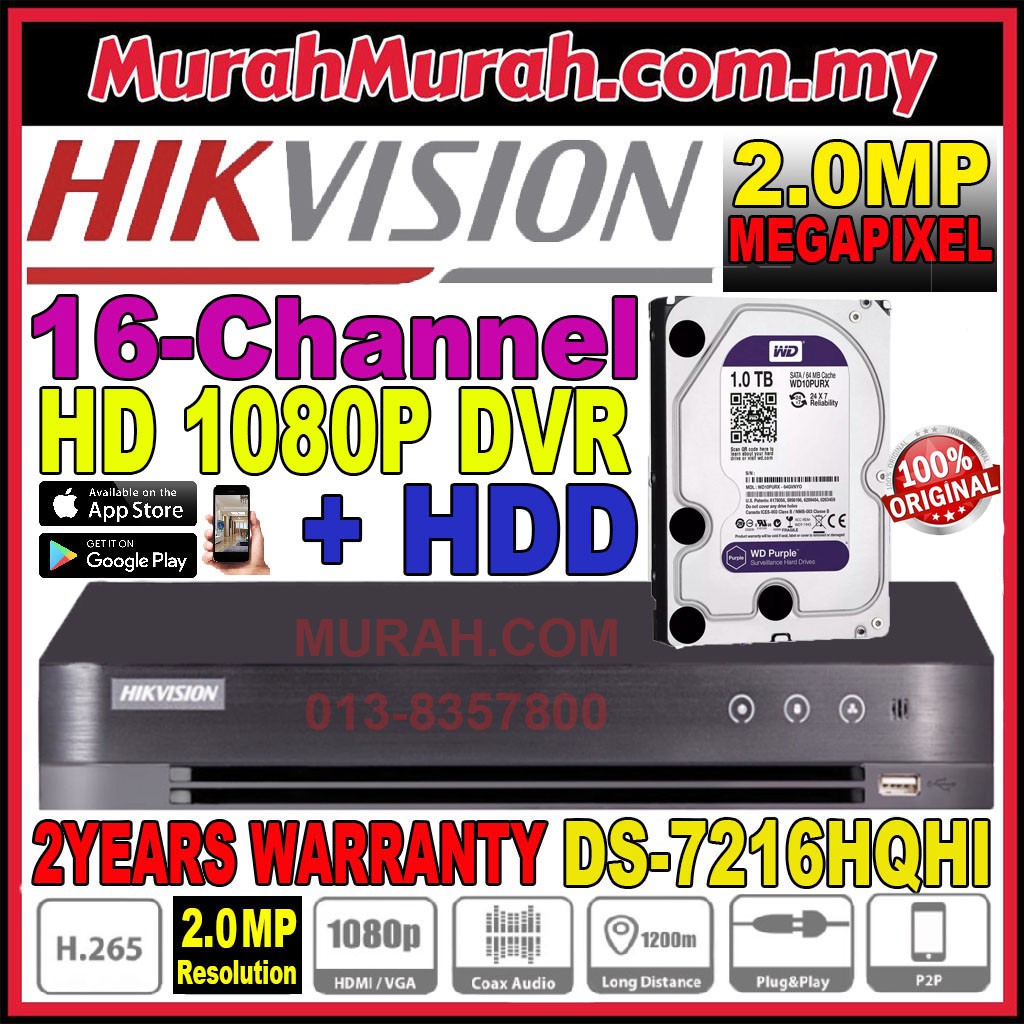 Hik Hikvision 16 Channel 2 0mp Cctv Dvr Hdd 1080p Ids 7216hqhi M2 16ch Digital Video Recorder Full Hd 2mp P2p Phone View Shopee Malaysia