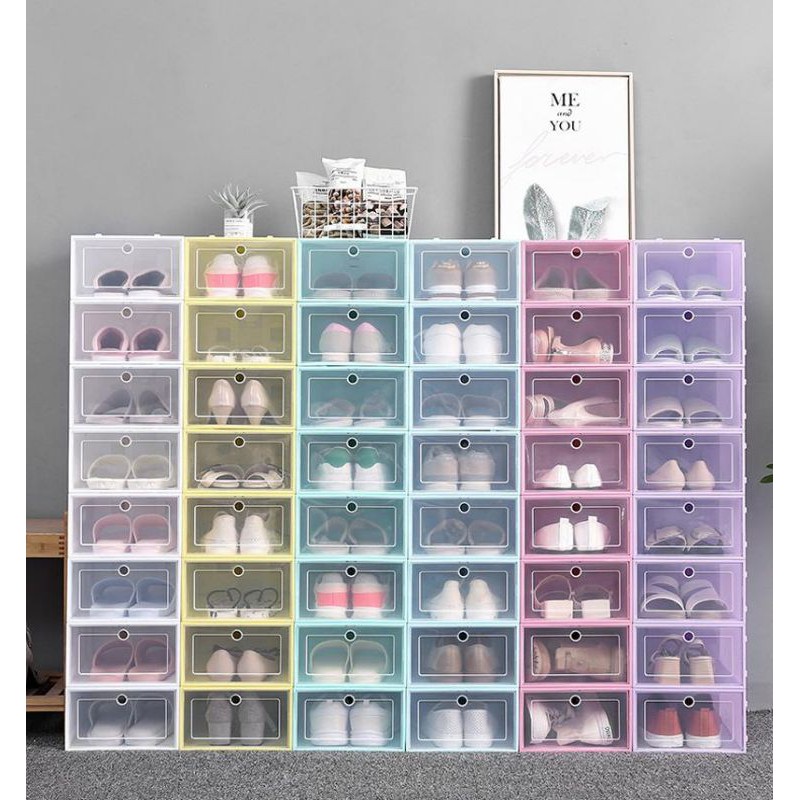 1 Piece Stackable Shoe Box Foldable Shoe Rack Storage Cabinet Storage Box Transperent Plastic Shoe Box Shopee Malaysia