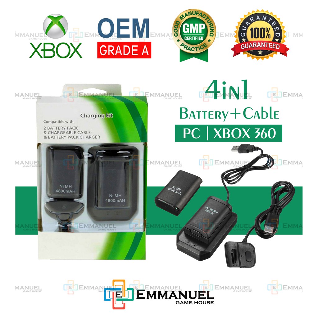 XBOX 360 Wireless Controller Rechargeable Battery Pack / Charging Kit