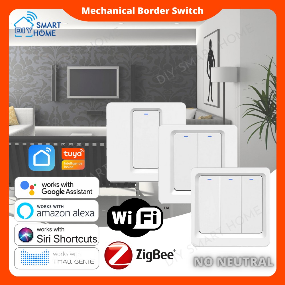 Tuya Wifi Zigbee Mechanical Button Smart Home Switch (No neutral) Works ...