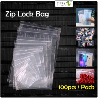 (SMALL & MEDIUM) 100pcs Plastic Zipper Bag / Transparent Packaging Plastic Bag with Sealable Zipper / Zip Lock Bag