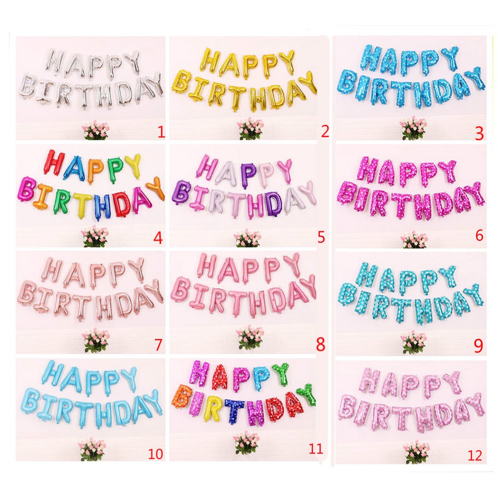16 Inch Happy Birthday Letter Balloon Pink Blue Rose Gold Birthday