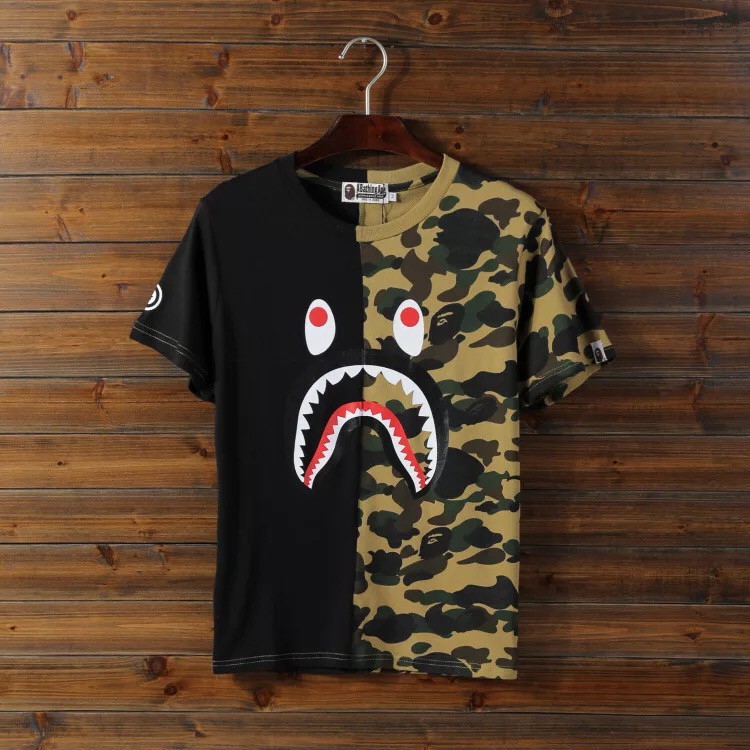 half camo half black bape shirt