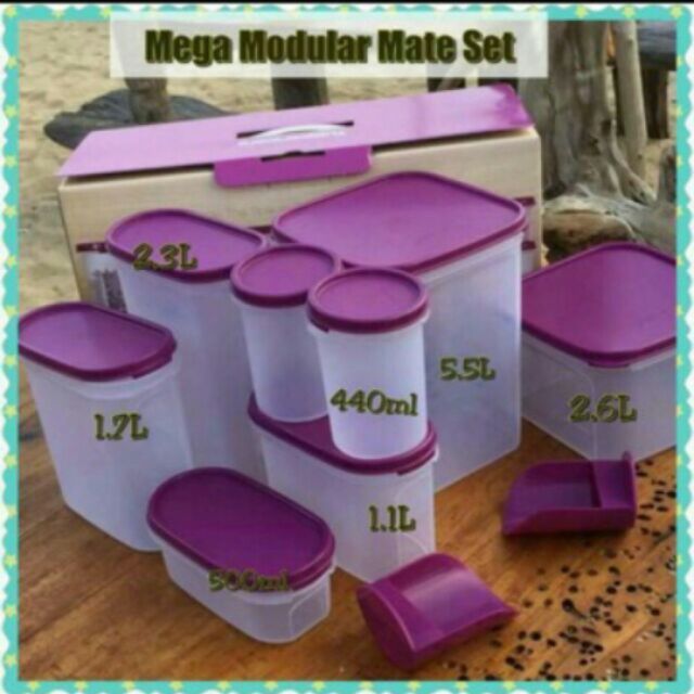 Tupperware Mega modular mate purple cover set 8pc