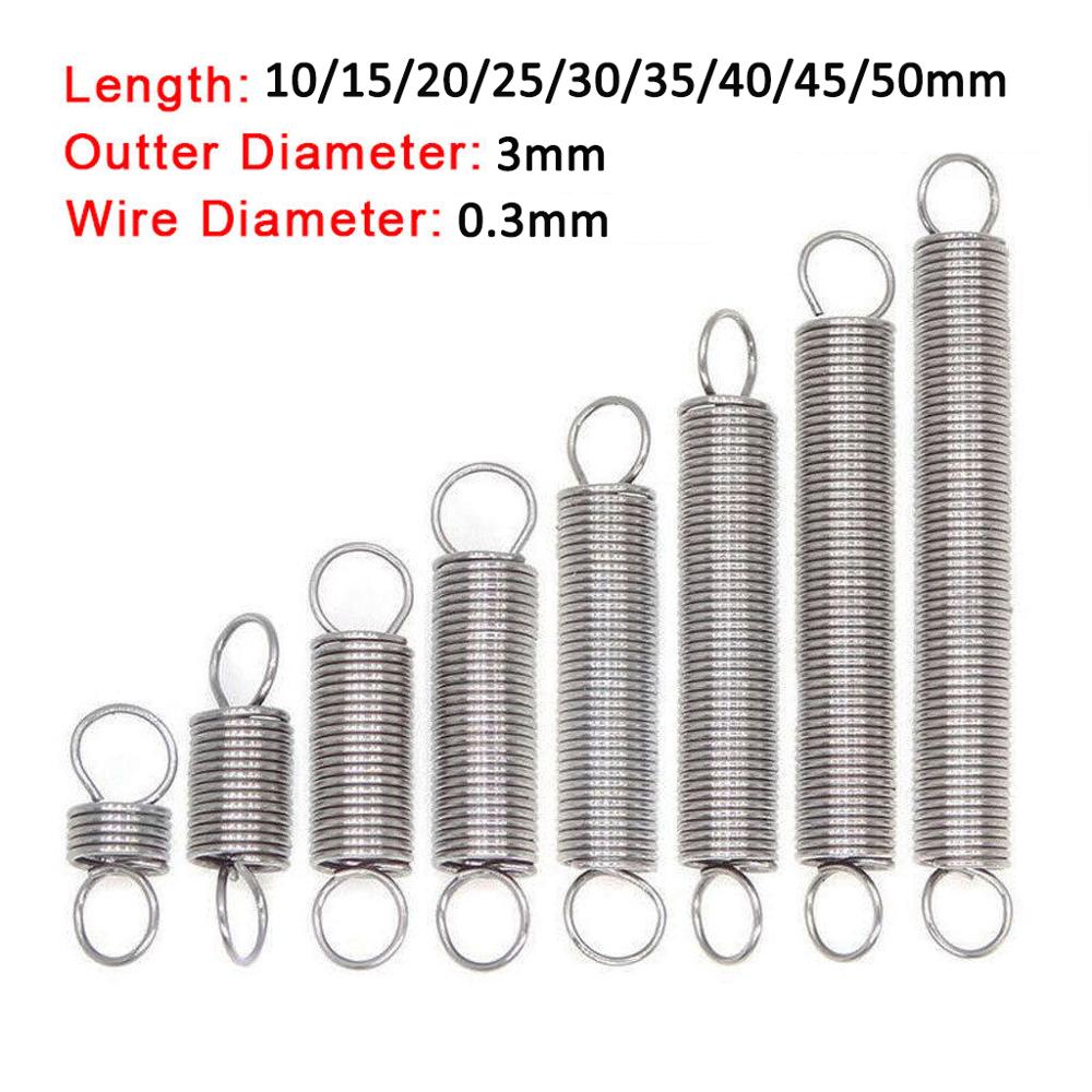 0.8mm Stainless Steel Extension Spring Expansion Springs 10pcs Wire Dia.0.3mm 