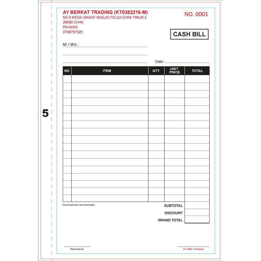 Min Order 1 Buku Buku Resit Billbook Receipt Form Shopee Malaysia