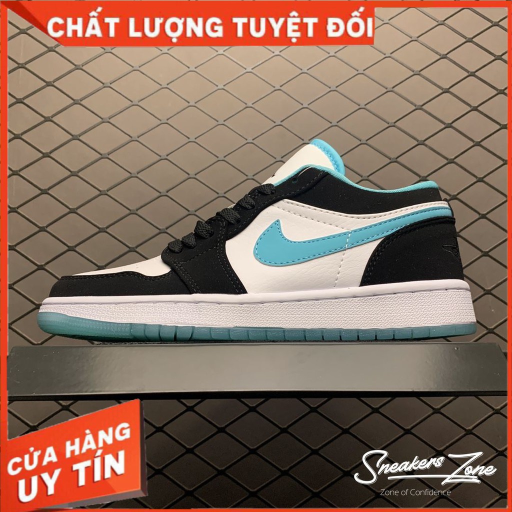 Foot Sneakers Air Jordan 1 Low Island Green Sneakers In Black With Blue Sole C Shopee Malaysia