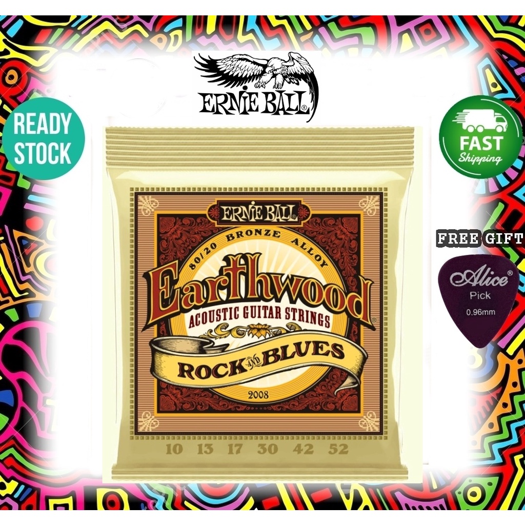 Tali Gitar Akustik Ernie Ball 2008 Earthwood 80/20 Bronze Acoustic Strings,  Rock and Blues, 10-52 民谣吉他弦 | Shopee Malaysia