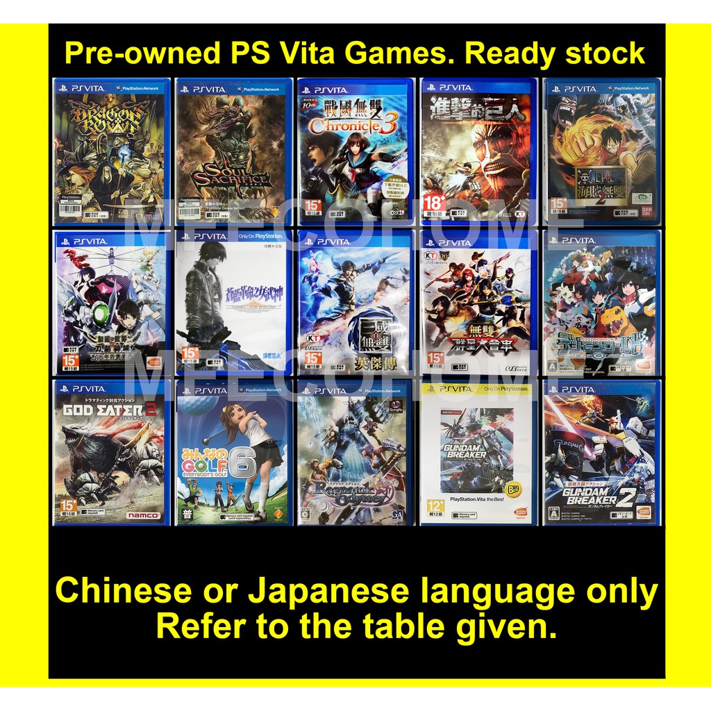 Buy Ps Vita Cn Jpn Original Pre Owned Used Games Cartridge Digimon Gundam One Piece Attack On Titan Playstation Psv Set A Seetracker Malaysia