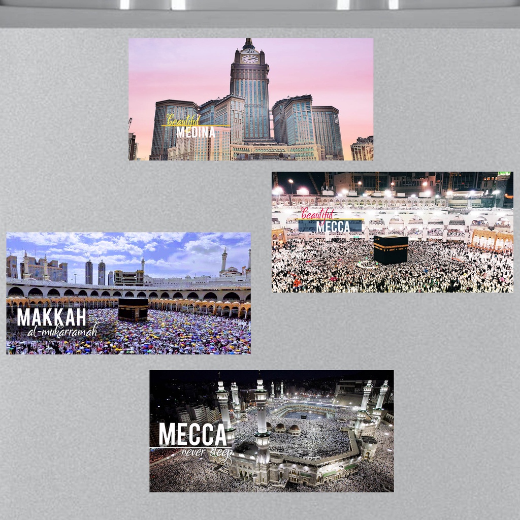 Mekah Madinah Al Aqsa Haji Umrah Gift Souvenir Fridge Magnet Sheet 10 cm x 5 cm