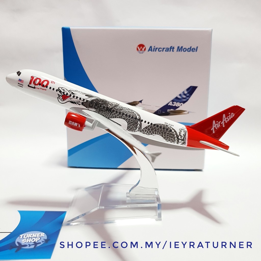 Air Asia 100th Dragon Airbus 320 Aircraft Model 16cm Die-cast Metal