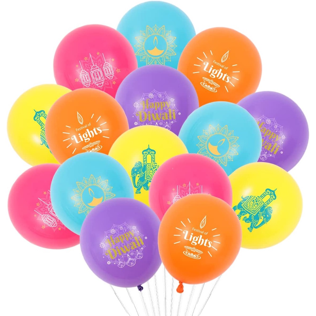 JOLLYBOOM 40 Pack Happy Diwali Party Balloons, Deepavali Colorful