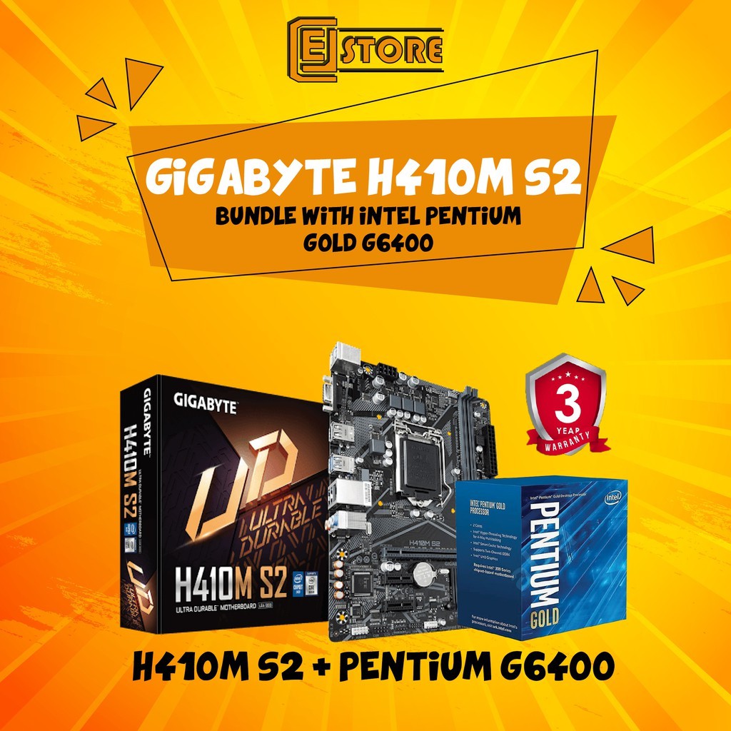BUNDLE SET GIGABYTE H410M S2V3/H410M H V3 Motherboard +Intel G6400/i3