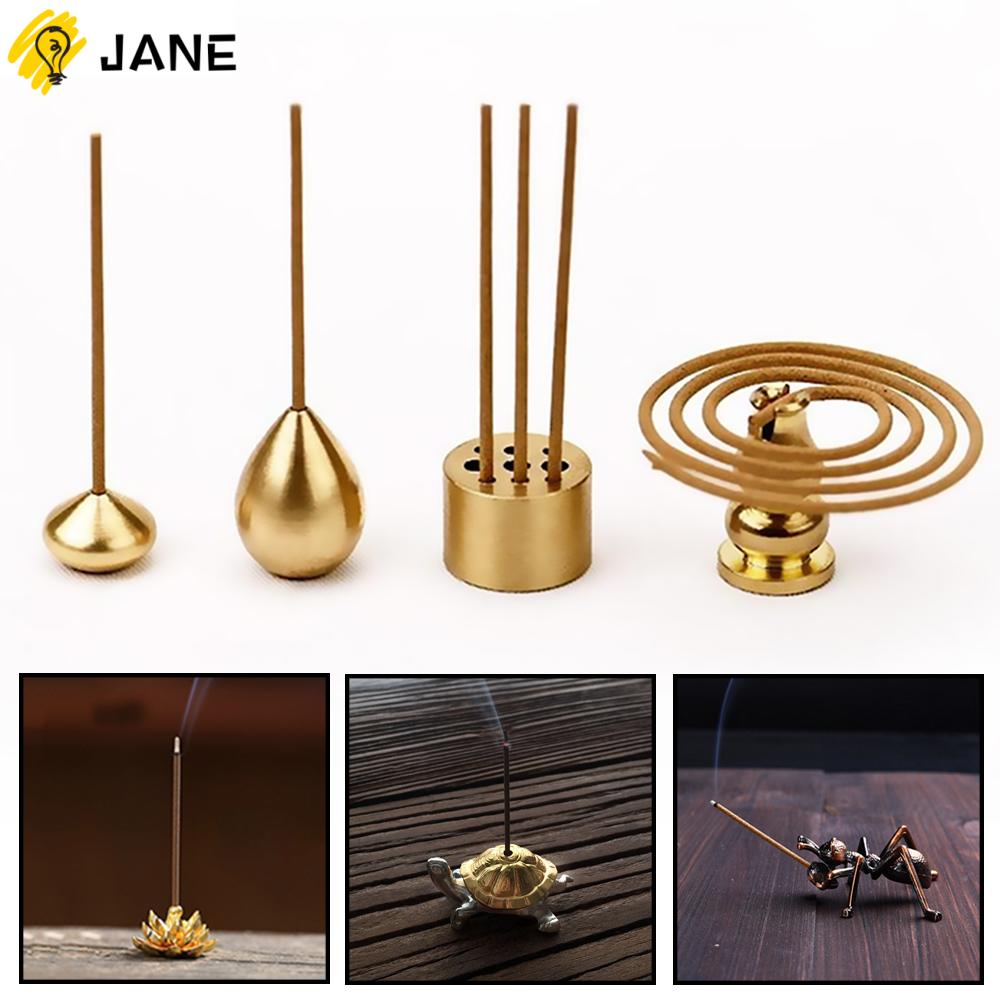 JANE Handicraft Copper Censer Cafe Ornament Joss-stick inserted Incense Holder Buddhism Gadgets Mini Home Decor Diverse Pattern Traditional Shapes Ash Catcher