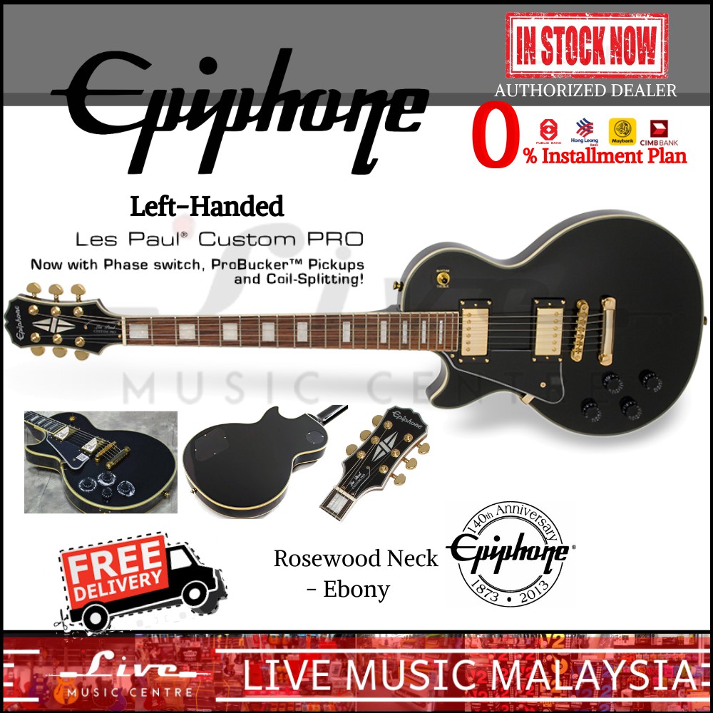 Left Handed Epiphone Les Paul Electric Guitar
 - Epiphone Les Paul Custom Pro Left Handed Electric Guitar Rosewood Ebony Shopee Malaysia