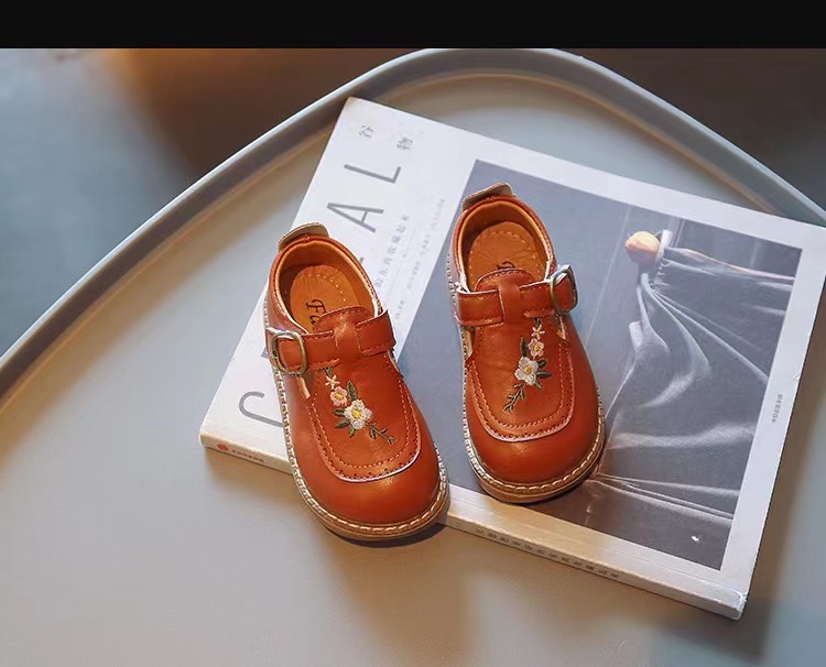 Congme Fashion Girls Leather Shoes Retro Style Doll Shoes For Toddler