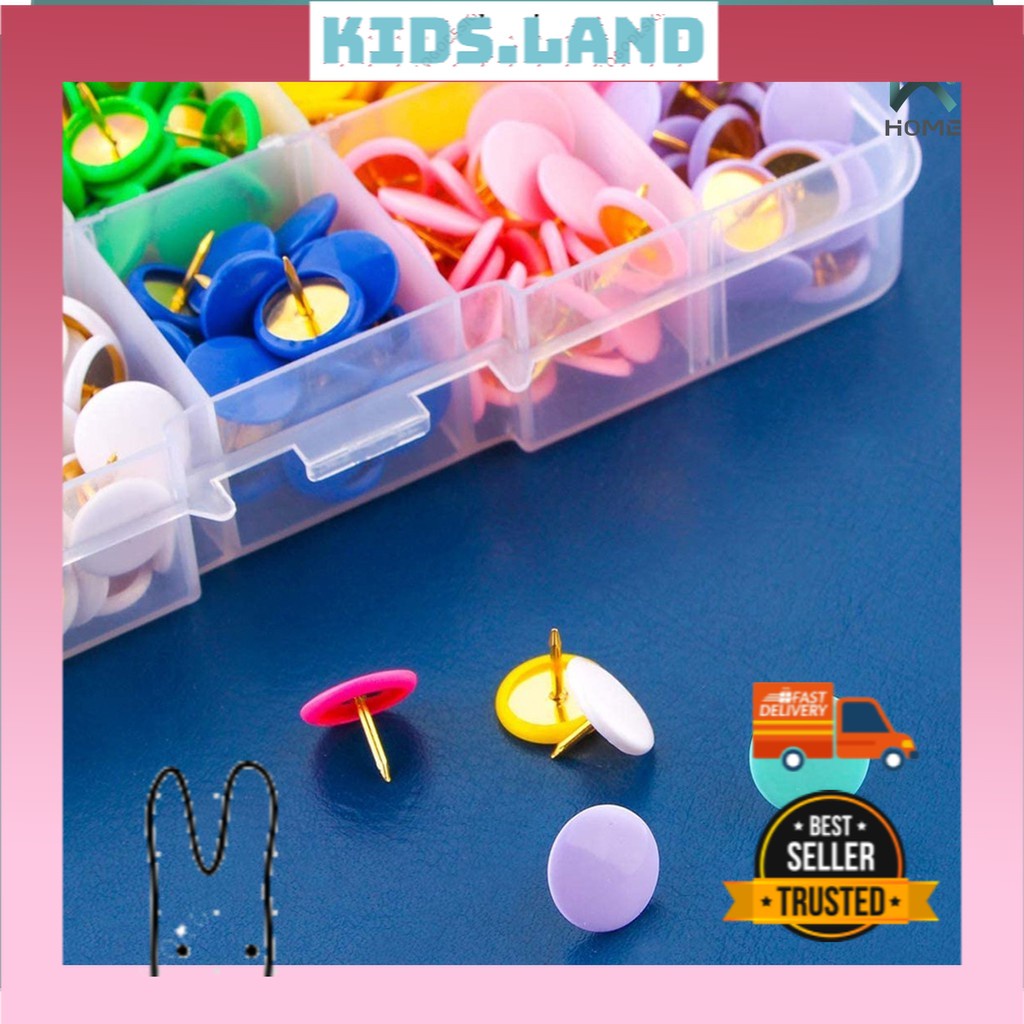 Push Pins, 50Pcs Colorful Round Thumb Tacks Drawing Pins for Wall Map