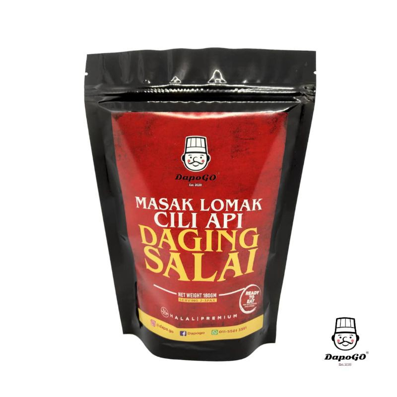DAPOGO Daging Salai Lomak Cili Api (250gm) | Ready to Eat (RTE) | Instant Meal | MRE | Pedas Nesmilan style pedas